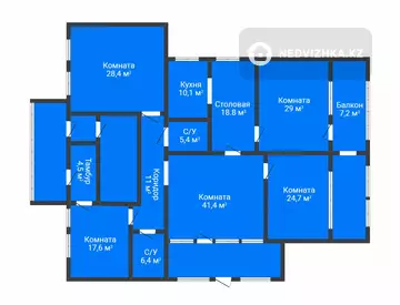 5-комнатная квартира, этаж 1 из 2, 204 м²