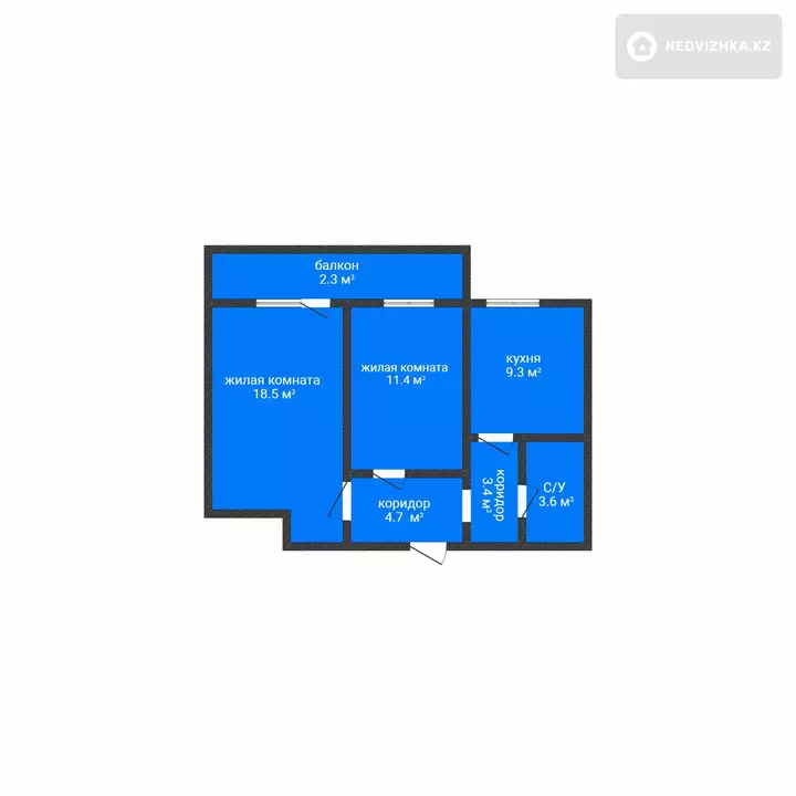 2-комнатная квартира, этаж 1 из 9, 53 м², фотография 2