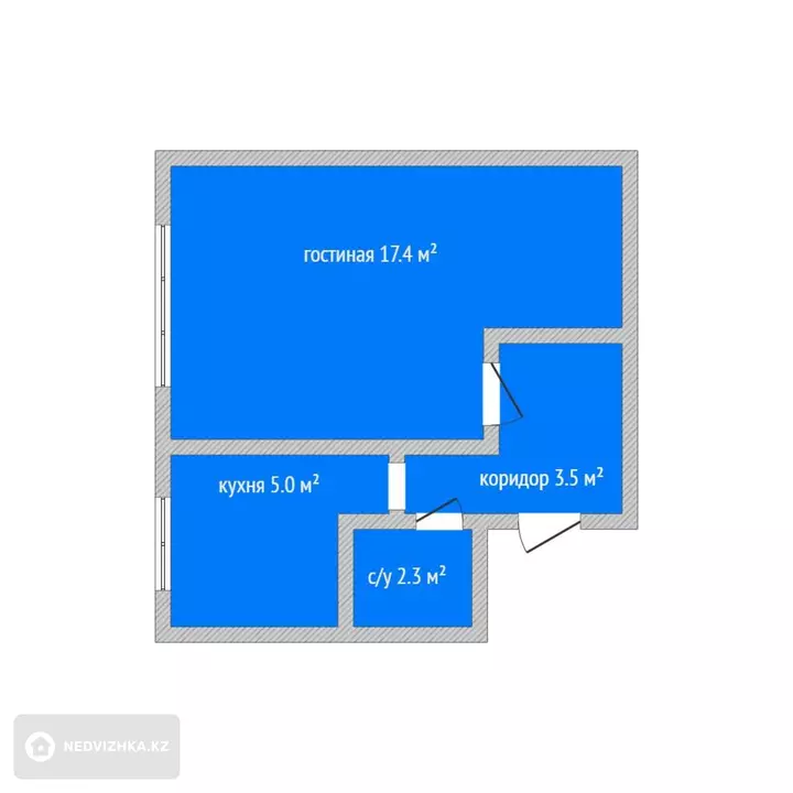 1-комнатная квартира, этаж 5 из 5, 28 м², фотография 2