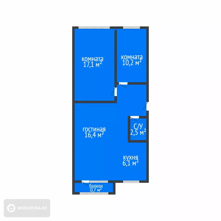 3-комнатная квартира, этаж 2 из 5, 53 м², фотография 2