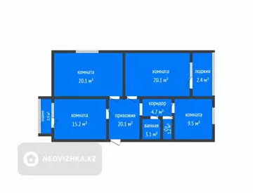 3-комнатная квартира, этаж 5 из 5, 87 м²
