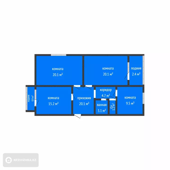 3-комнатная квартира, этаж 5 из 5, 87 м², фотография 2