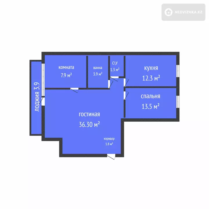 4-комнатная квартира, этаж 4 из 9, 90 м², фотография 2