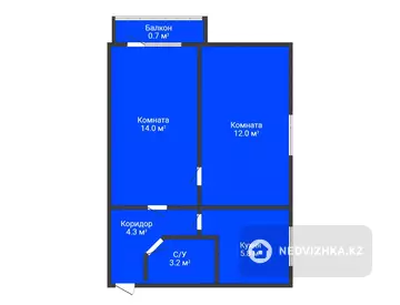 1-комнатная квартира, этаж 9 из 9, 40 м²