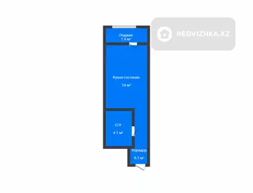 1-комнатная квартира, этаж 5 из 16, 28 м²