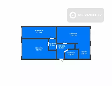 3-комнатная квартира, этаж 1 из 5, 64 м²
