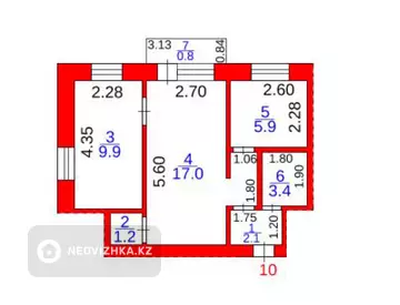 2-комнатная квартира, этаж 3 из 5, 40 м²