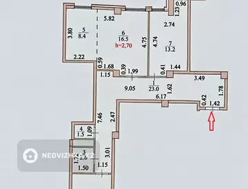 3-бөлмелі пәтер, қабат 5 барлық қабат саны 17, 77 м², 8-нобай