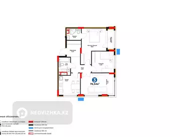 3-комнатная квартира, этаж 3 из 9, 77 м², миниатюра 5