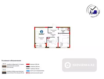 2-комнатная квартира, этаж 5 из 9, 57 м², миниатюра 1