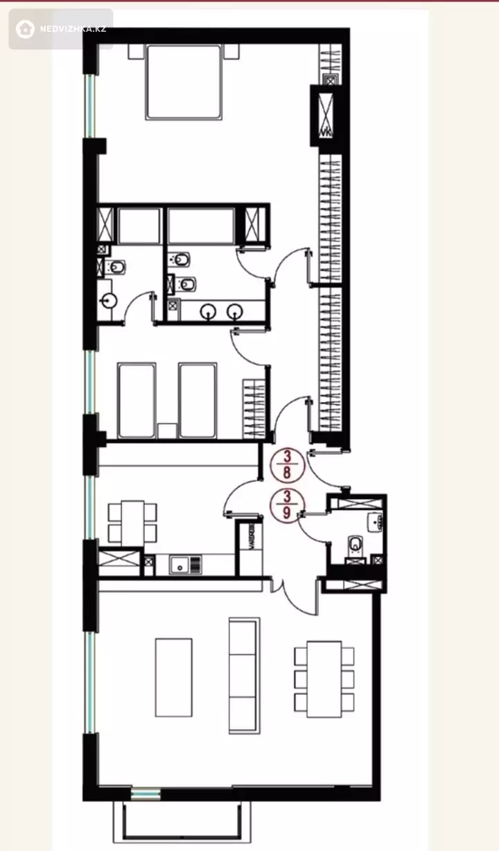 3-комнатная квартира, этаж 5 из 9, 124 м², фотография 4