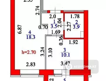 1-комнатная квартира, этаж 7 из 9, 38 м²