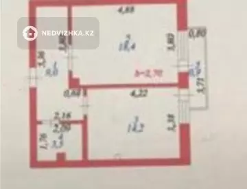 1-бөлмелі пәтер, қабат 4 барлық қабат саны 9, 46 м², 8-нобай