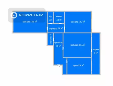 3-бөлмелі пәтер, қабат 81 барлық қабат саны 9, 70 м², 2-нобай