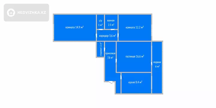 3-комнатная квартира, этаж 81 из 9, 70 м², фотография 2