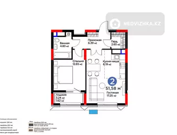 2-комнатная квартира, этаж 9 из 17, 52 м², миниатюра 5
