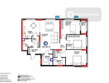 4-комнатная квартира, этаж 2 из 17, 121 м², миниатюра 2