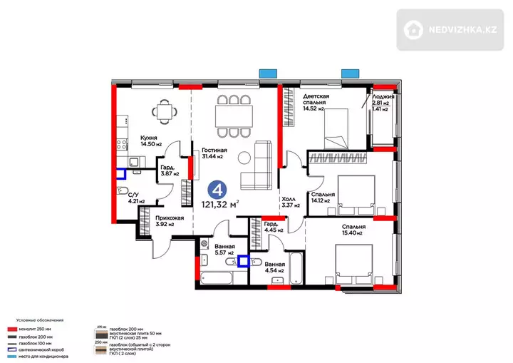 4-комнатная квартира, этаж 2 из 17, 121 м², фотография 2