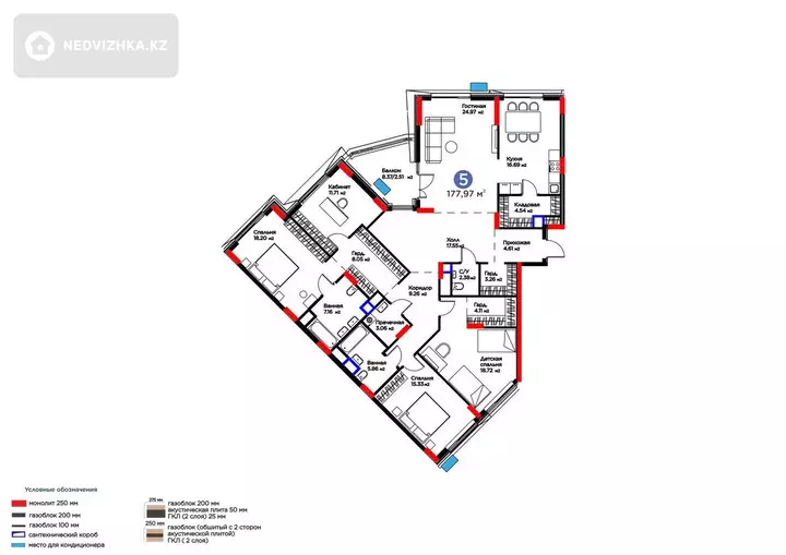 5-комнатная квартира, этаж 7 из 9, 178 м², фотография 3