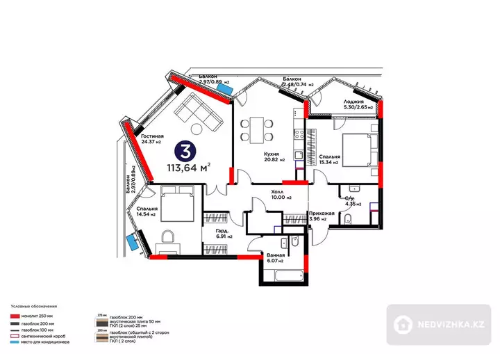 3-комнатная квартира, этаж 7 из 9, 114 м², фотография 2