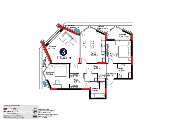 3-комнатная квартира, этаж 5 из 9, 113 м², фотография 2