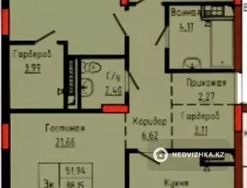 2-комнатная квартира, этаж 7 из 12, 64 м², миниатюра 4