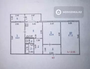 3-комнатная квартира, этаж 4 из 5, 69 м², миниатюра 10