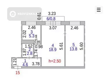 2-комнатная квартира, этаж 4 из 5, 46 м²