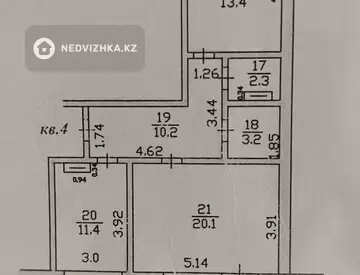 2-бөлмелі пәтер, қабат 1 барлық қабат саны 6, 62 м², 1-нобай
