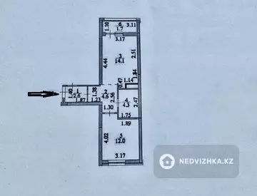 1-бөлмелі пәтер, қабат 10 барлық қабат саны 23, 38 м², 2-нобай