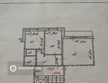 2-бөлмелі пәтер, қабат 2 барлық қабат саны 9, 54 м², 1-нобай