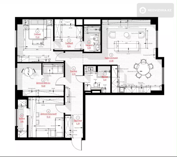 4-комнатная квартира, этаж 12 из 21, 130 м²