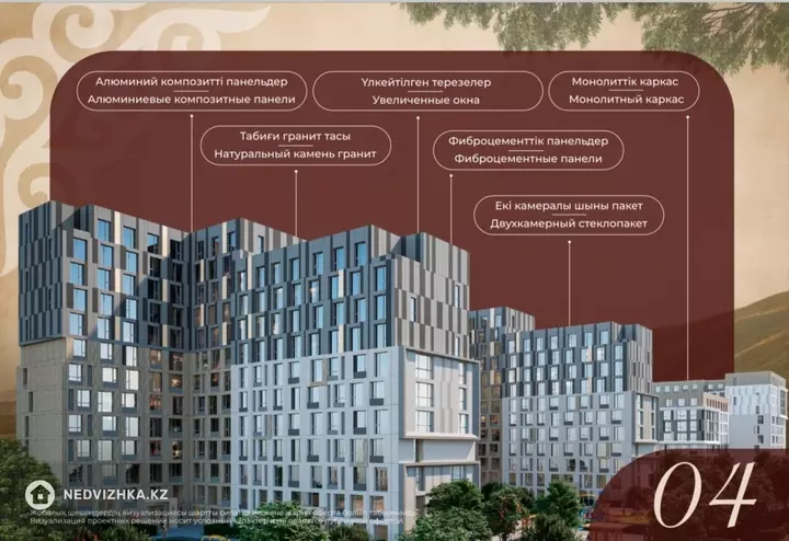 2-комнатная квартира, этаж 5 из 18, 61 м²