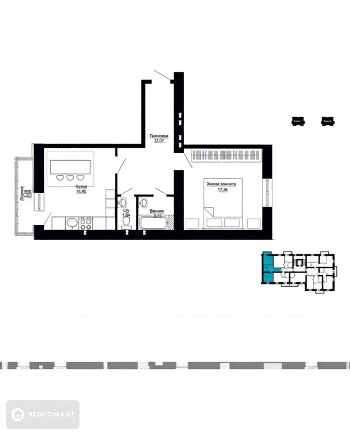 2-комнатная квартира, этаж 5 из 9, 52 м², 4-фотосурет