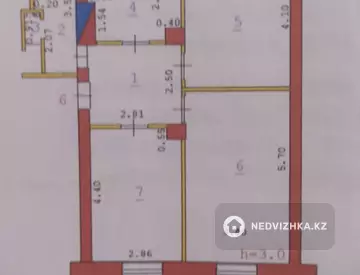 3-бөлмелі пәтер, қабат 1 барлық қабат саны 2, 63 м², 7-нобай