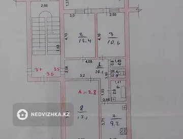 3-бөлмелі пәтер, қабат 4 барлық қабат саны 5, 72 м², 5-нобай