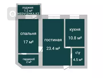 2-комнатная квартира, этаж 6 из 6, 59 м², миниатюра 2