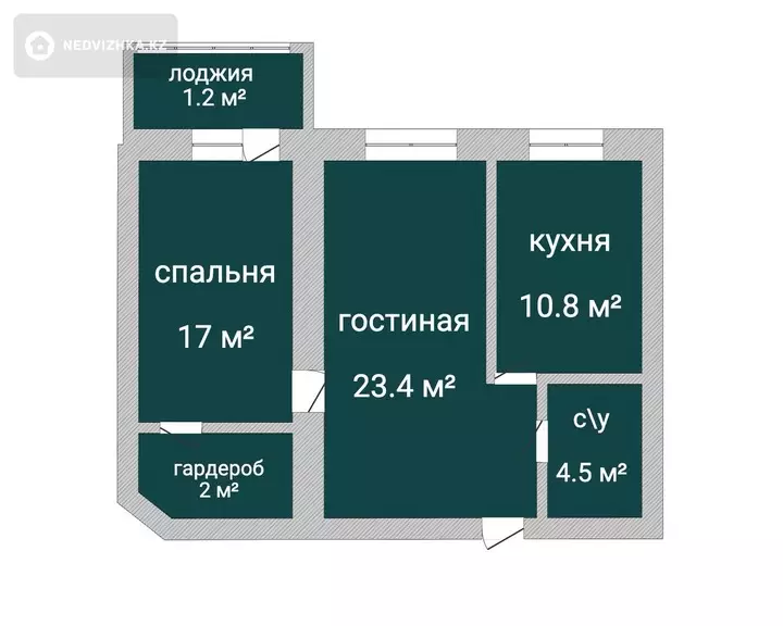 2-комнатная квартира, этаж 6 из 6, 59 м², фотография 2