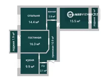3-комнатная квартира, этаж 6 из 6, 75 м², миниатюра 2