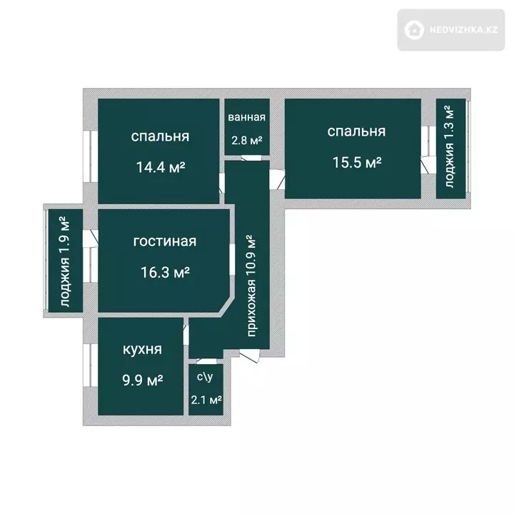 3-комнатная квартира, этаж 6 из 6, 75 м², 2-фотосурет