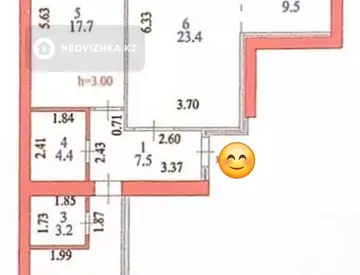 3-бөлмелі пәтер, қабат 3 барлық қабат саны 10, 87 м², 2-нобай