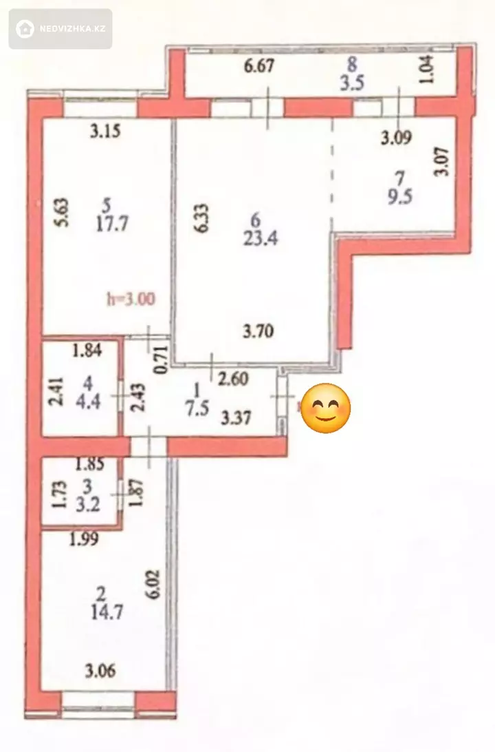 3-комнатная квартира, этаж 3 из 10, 87 м², фотография 2