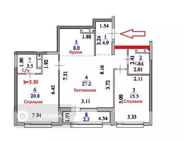 3-комнатная квартира, этаж 9 из 9, 86 м², миниатюра 2