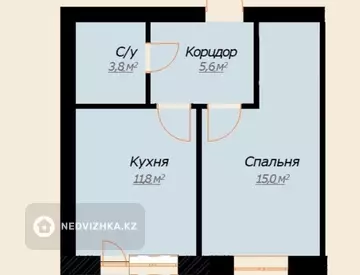 1-комнатная квартира, этаж 1 из 6, 42 м², миниатюра 3