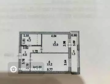 1-бөлмелі пәтер, қабат 8 барлық қабат саны 12, 40 м², 6-нобай