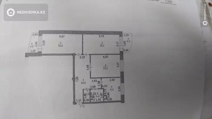 3-комнатная квартира, этаж 8 из 9, 84 м²