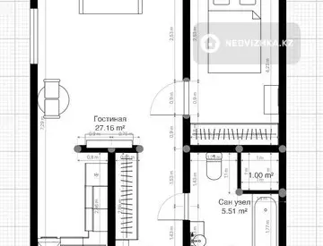 1-комнатная квартира, этаж 3 из 5, 46 м², миниатюра 4