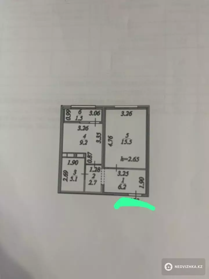 1-комнатная квартира, этаж 6 из 9, 40 м², фотография 5
