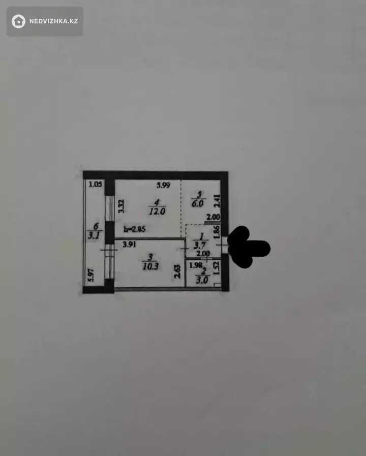 2-комнатная квартира, этаж 4 из 9, 38 м², 3-фотосурет