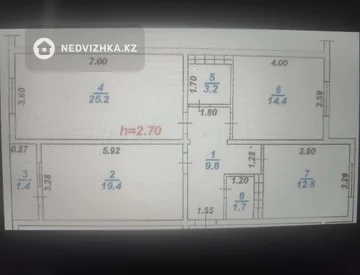 3-бөлмелі пәтер, қабат 8 барлық қабат саны 9, 88 м², 9-нобай
